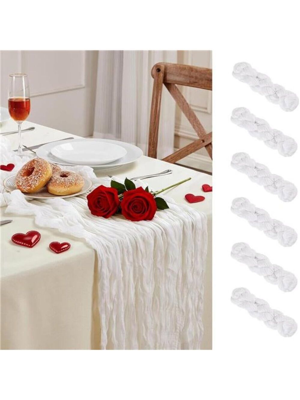 White Cheesecloth Table Runner 6 Pack 10FT Long Boho Wedding Party Decor